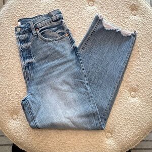 Pistola High Rise Distressed Blue Jeans